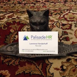 Cat and fish brass cardholder